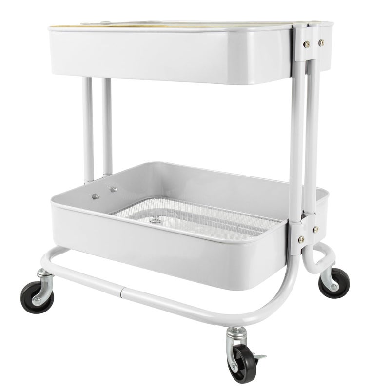 PUNP 2 Tier Rolling Cartï¼ŒMetal Utility Cart with Wheels and Cover for Office Home Kitchen Organization - Image 1